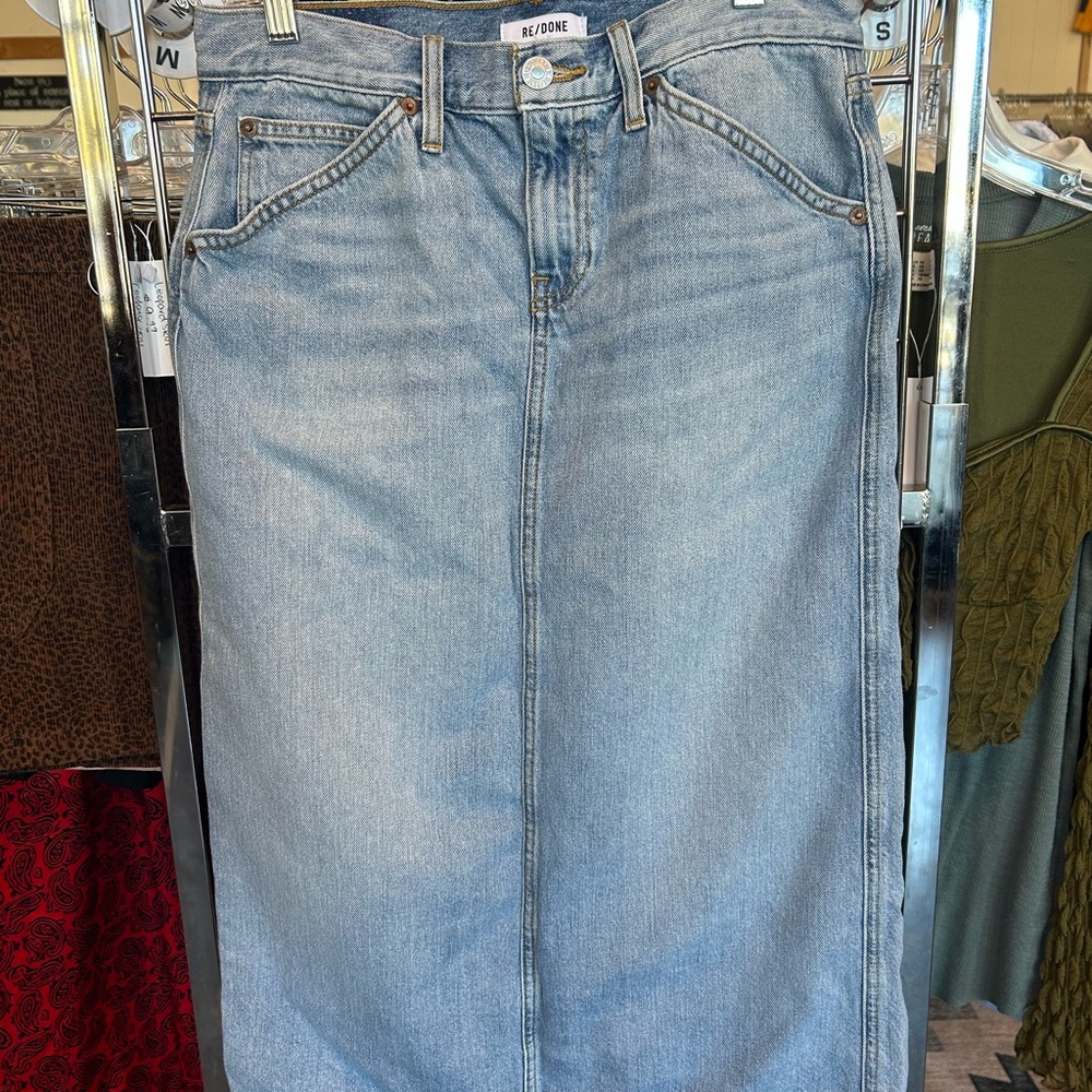 Re/Done Women's Light Blue Denim Skirt Granola indie